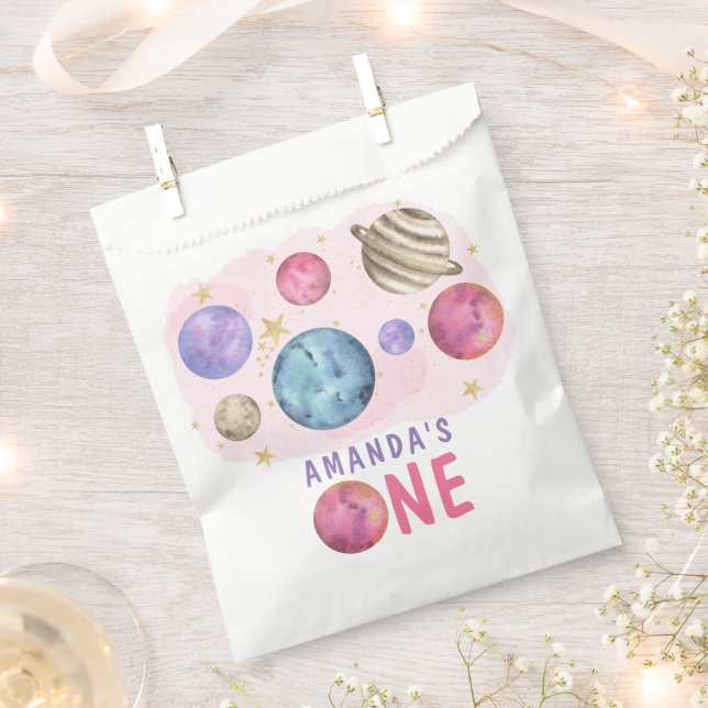 Galaxy Space Girl Geburtstagsparty Geschenktütchen (Ausgeschnitten)