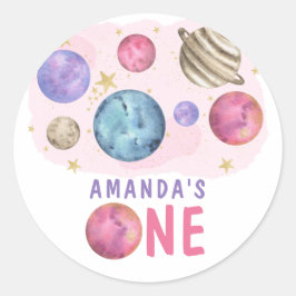 Galaxy Space Girl Geburtstagsparty Runder Aufkleber