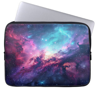 Galaxy Space Glitzer Nebel lila rosa Universum Laptopschutzhülle