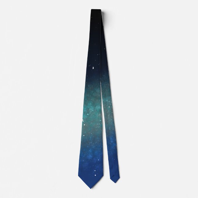 Galaxy Space Nebula Night Sky Green Krawatte (Vorderseite)