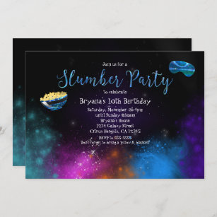 Galaxy Space Slumber Party Geburtstagseinladungen Einladung