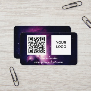 Galaxy Space Social Media QR-Code Lila Modern Visitenkarte