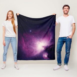 Galaxy Space Stars Night Sky Celestial Navy Blue Fleecedecke