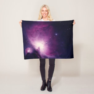 Galaxy Space Stars Night Sky Celestial Navy Blue Fleecedecke