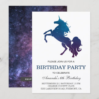 Galaxy Space Unicorn Geburtstagsparty Einladung