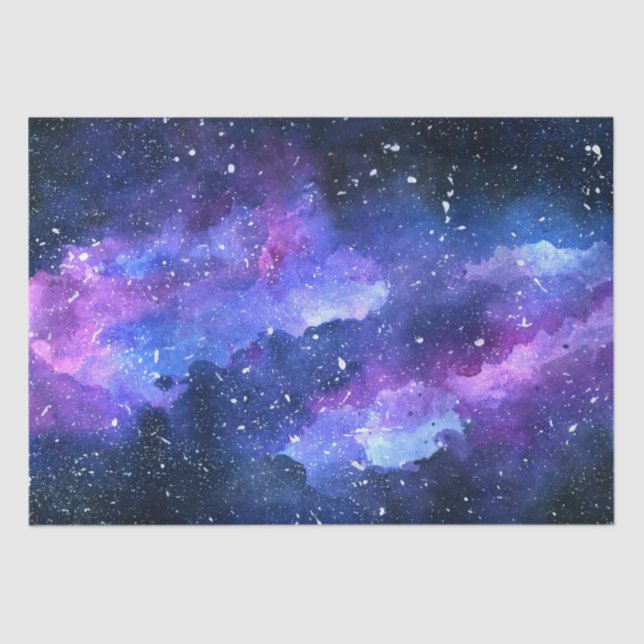 Galaxy Space Universe Wasserfarbe Lila Seidenpapier (Vorderseite)