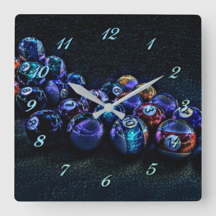 Galaxy Sparkle Billiards Square Wall Clock Quadratische Wanduhr