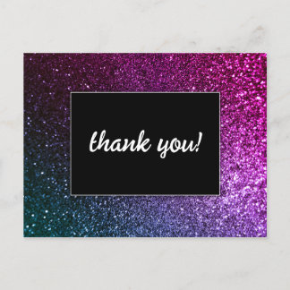 Galaxy Sparkle Glam Chic Modern Wedding Glitzer Postkarte