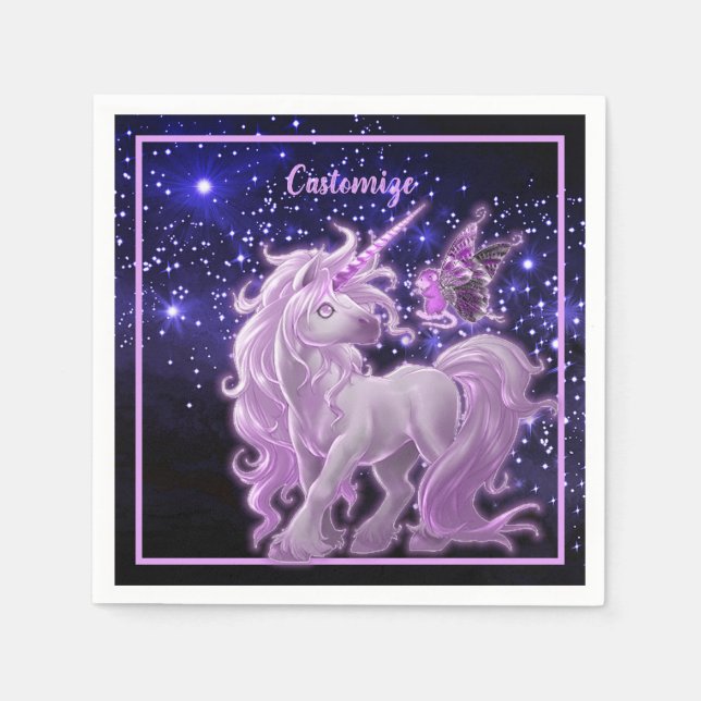 Galaxy Sparkle Pink Unicorn Serviette (Vorderseite)