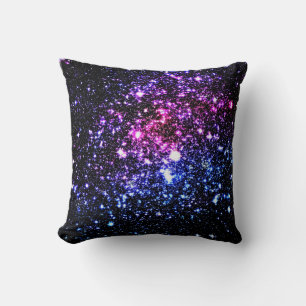 Galaxy Sparkle Stars Rosa Lila Blau Kissen