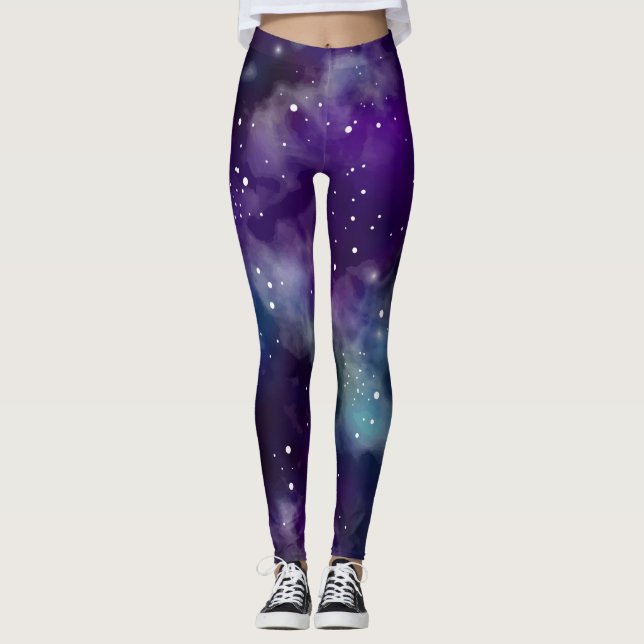 Galaxy Star Universum Himmelskunst Leggings (Vorderseite)
