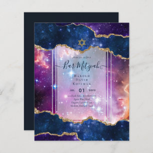 Galaxy Starry Night BAR MITZVAH Einladung blau
