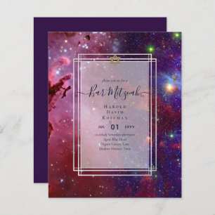 Galaxy Starry Night BAR MITZVAH Einladung blau