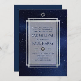 Galaxy Starry Night BAR MITZVAH Einladungen Marine