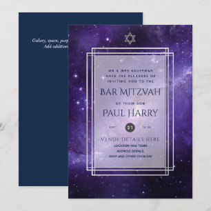 Galaxy Starry Night BAR MITZVAH Einladungen Marine
