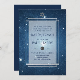 Galaxy Starry Night BAR MITZVAH Einladungen Marine