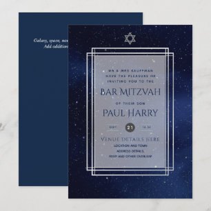 Galaxy Starry Night BAR MITZVAH Einladungen Marine