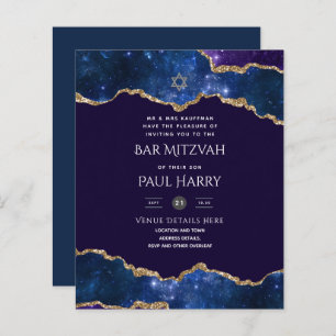Galaxy Starry Night BAR MITZVAH Einladungen Marine