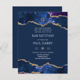 Galaxy Starry Night BAR MITZVAH Einladungen Marine