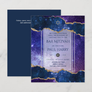 Galaxy Starry Night BAR MITZVAH Einladungen Marine