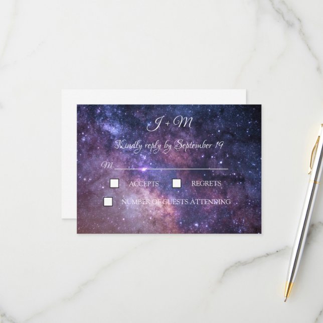 Galaxy Starry Night Modern UAWG RSVP Karte (Vorderseite/Rückseite Beispiel)