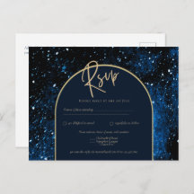 Galaxy Starry Night Navy Blue Gold Hochzeit