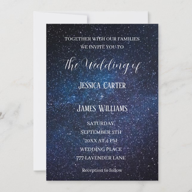 Galaxy Starry Night Outer Space Universe Wedding Einladung (Vorderseite)