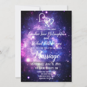 Galaxy Starry Night Space Doppelherzen Hochzeit Einladung