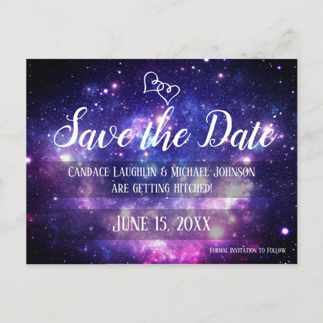 Galaxy Starry Night Space Hochzeit Speichern Sie d Postkarte (Vorderseite)