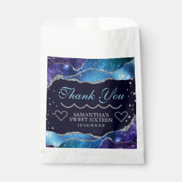 Galaxy starry Silver Glitzer Agate Sweet 16 Geschenktütchen