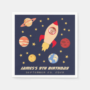 Galaxy Stars Birthday Boy Foto Space Rocket Serviette