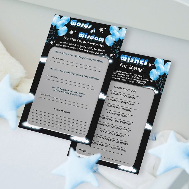 Galaxy Stars Blue Balloons Baby Showcard (Von Creator hochgeladen)