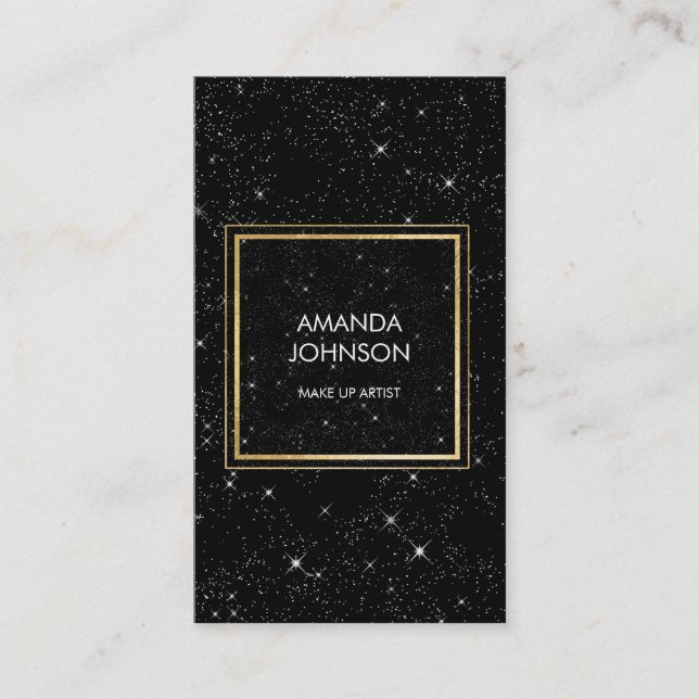 Galaxy Stars Golden Black Glam Visitenkarte (Vorderseite)