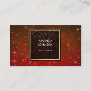 Galaxy Stars Golden Red Black Confetti Visitenkarte