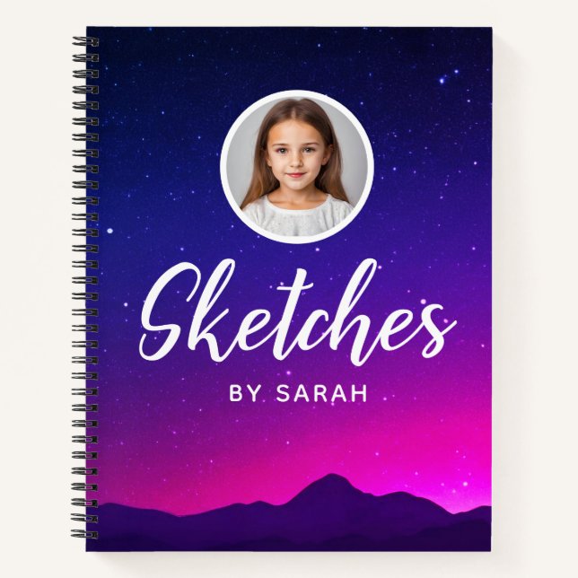 Galaxy Stars Personalisiert Name Sketchbook Notebo Notizbuch (Vorderseite)