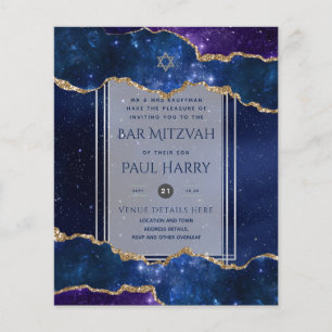 Galaxy Sternennacht BAR MITZVAH Einladungen Navy Flyer