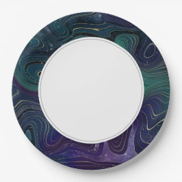 Galaxy Strata Green Lila Pappteller