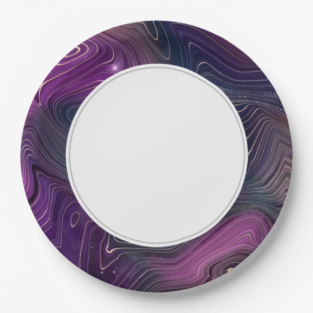 Galaxy Strata Lila Pappteller (Vorderseite)