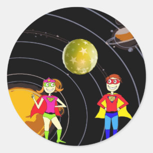 Galaxy Superheroes Runder Aufkleber