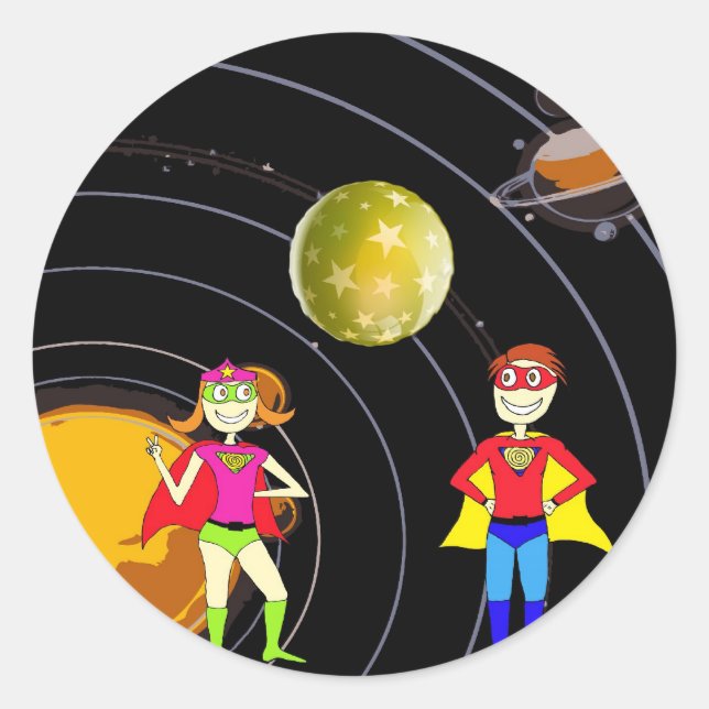 Galaxy Superheroes Runder Aufkleber (Vorderseite)