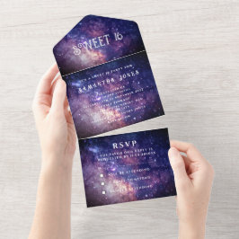 Galaxy Sweet 16 Hübsch Stars Starry Night Sky All In One Einladung