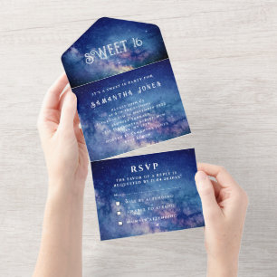 Galaxy Sweet 16 Hübsch Stars Starry Night Sky All In One Einladung