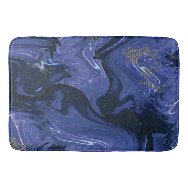 Galaxy Swirl Blauer Glitzer Abstraktes kosmisches  Badematte (Vorderseite)
