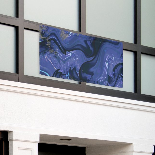 Galaxy Swirl Blauer Glitzer Abstraktes kosmisches  Banner (Äußeres Gebäude)