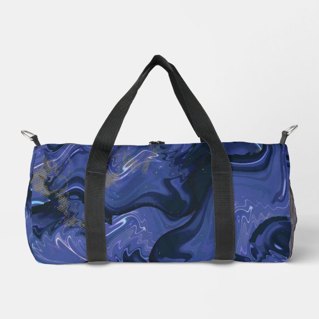 Galaxy Swirl Blauer Glitzer Abstraktes kosmisches  Duffle Bag (Vorderseite)