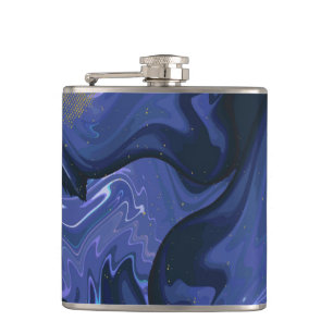 Galaxy Swirl Blauer Glitzer Abstraktes kosmisches  Flachmann