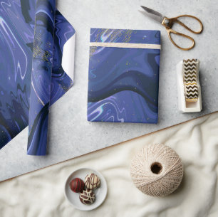 Galaxy Swirl Blauer Glitzer Abstraktes kosmisches Geschenkpapier