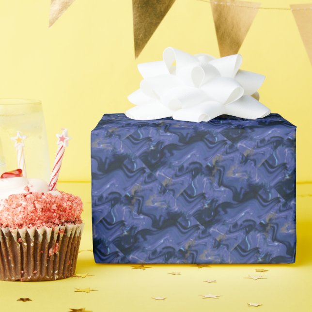 Galaxy Swirl Blauer Glitzer Abstraktes kosmisches  Geschenkpapier (Geburtstagsparty)