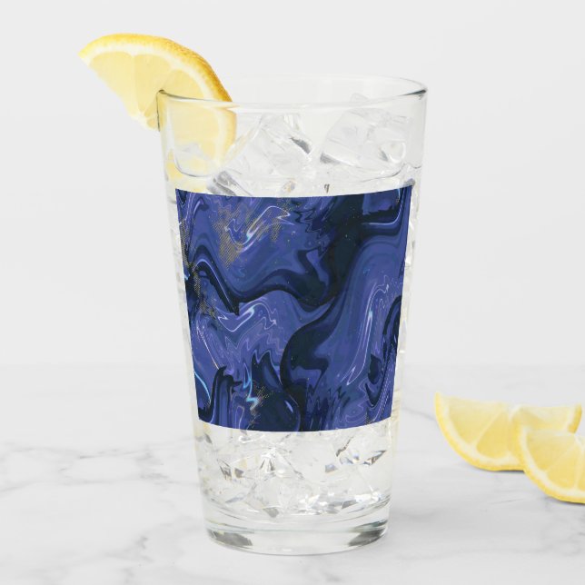 Galaxy Swirl Blauer Glitzer Abstraktes kosmisches  Glas (Vorderseite Ice)