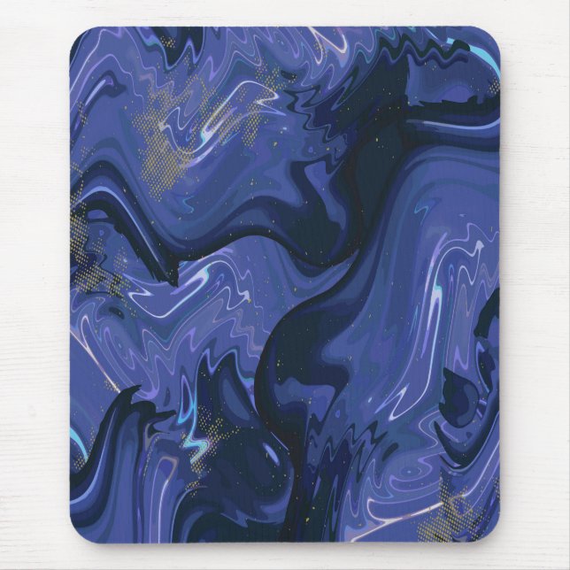 Galaxy Swirl Blauer Glitzer Abstraktes kosmisches  Mousepad (Vorne)
